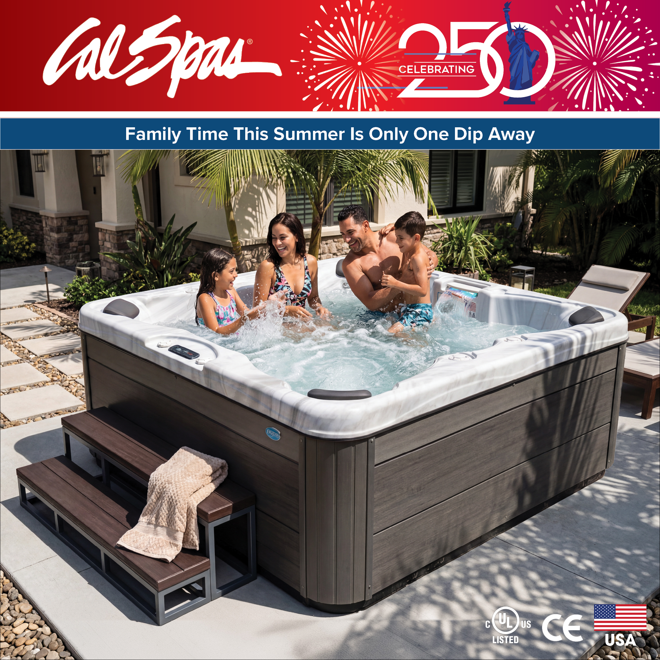 Calspas hot tub being used in a family setting - Lawton